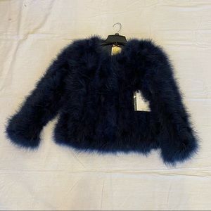 PELLO BELLO navy blue feather jacket
